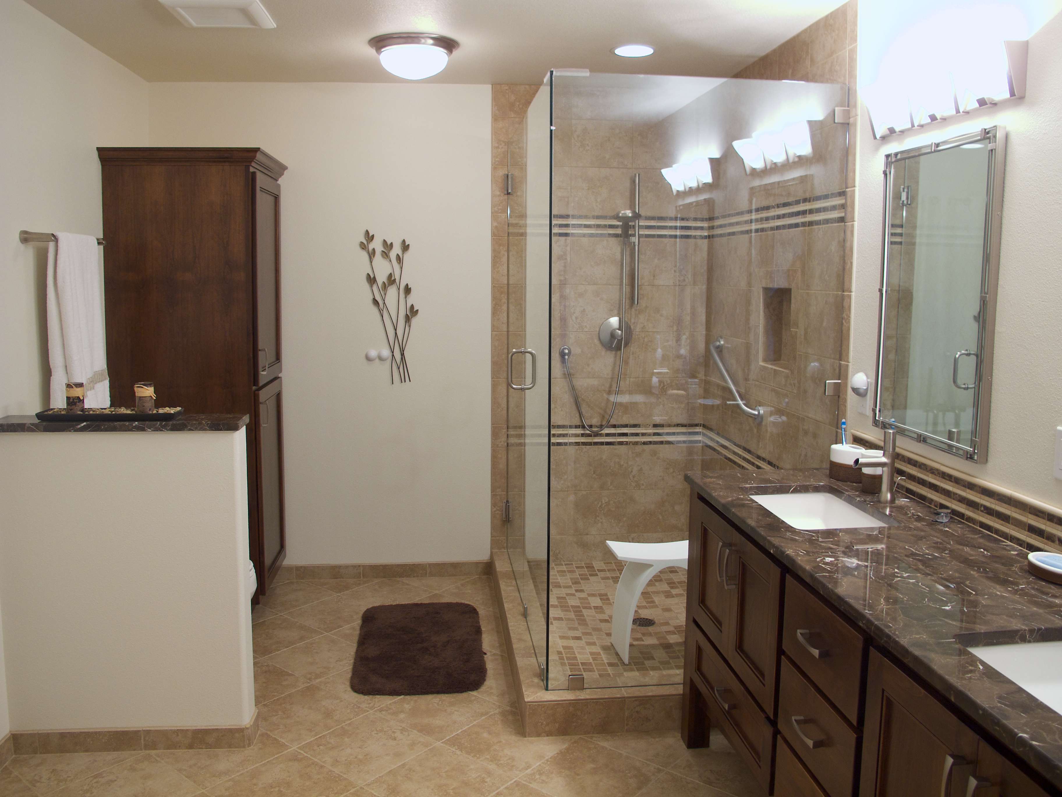 Bathroom Remodel with Glass Shower Stall